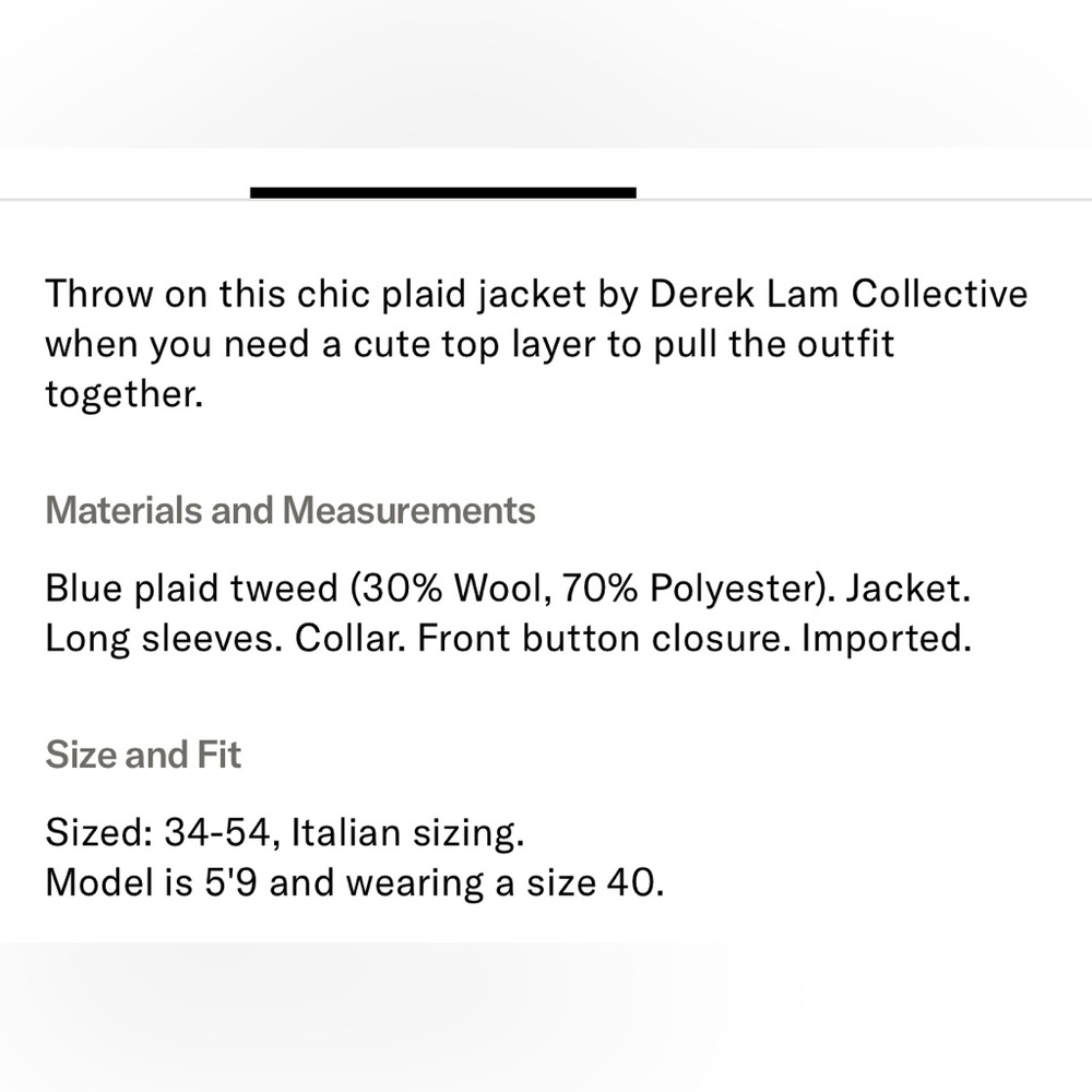 Derek Lam 10 Crosby x RTR Button Down Blue Green Plaid Tweed Shirt Jacket Size 6 - Picture 8 of 8